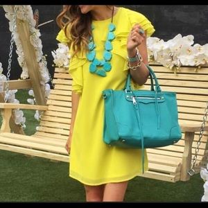 Bright Yellow Ruffle Dress - ASOS - Size 00